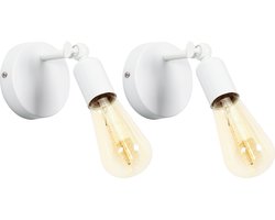 2 Stuks Wandlamp Verstelbaar Muurverlichting Industriële Binnenwandlamp voor Slaapkamer Woonkamer Wit