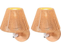 2 Stuks Wandlamp Woonkamer E27 Lampenkap Boheemse Stijl voor Slaapkamer
