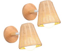 2 Stuks Wandlamp Woonkamer Vintage E27 Wandverlichting Weven Draaibaar voor Slaapkamer Keuken Hal
