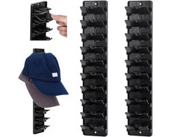 2 stuks wandmontage hoedenrek houder, zwart plastic honkbalpet opbergrek met veerclips en schroeven voor kastdeur, ideale organizer voor slaapkamer en accessoires
