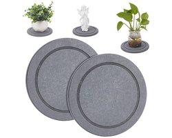2 stuks waterabsorberende plantenonderzetters, 15x0,8 cm, plantenschotels, pot, drainagebak, diatomeeënaarde, stenen plantenbakken voor binnen en buiten, bloempot, planten, grijs