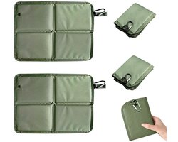 2-stuks Waterdicht opvouwbaar zitkussen - Wandelkussen van Oxford-stof - Opvouwbare campingstoel - Opvouwbaar kussen - Zitkussen - Met karabijnhaak - 37*27,5*1 cm - Geschikt voor kamperen, vissen, backpacken, enz. - Groen