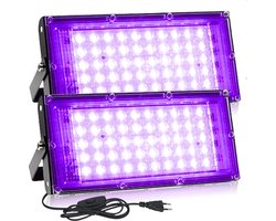 2 stuks waterdichte blacklight spots 50 W IP66 - UV lamp voor disco glow party - Halloween decoratie - podiumverlichting met stekker