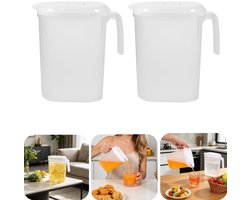 2 stuks waterkannen - koude waterkan - theepot - sapkan - flip top koude waterkan - grote opening - filtertuit - met maatverdeling - één knop openen sluiten - huisaccessoires - geschikt voor dranken, koelkast, onderweg (wit, 1800ML)