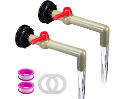 2 stuks waterkranen voor container, afvoerkraan regenton met regelventiel - waterton, uitlaat diameter 25 mm, adapter grove schroefdraad, 1000 l regentank