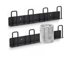 2 Stuks - Wijnglazenhouder - voor 8 Glazen - Mokkenrek - Mokken houder - Ophangrek Wijnglazen - Wijnrek - 31x6x2Cm - Glasophangrek - Wijnglas Rek - Wijnglazenrek Hangend - Keukengerei - Keuken Organiser - voor Keuken, Kantoor, Bar, Displayaccessoires