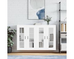 2 stuks, wit hout met glazen deuren - robuuste opbergkast voor wandmontage, opslagoptimalisatie en elegant interieur, vochtbestendig