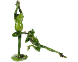 2 stuks Yoga Kikker Ornamenten Hars Beeldjes 9,25 Inch Creatieve Stabiele Bureaudecoratie voor Thuis Wijnkast Tafel