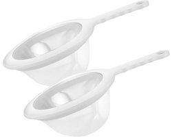 2 stuks zeef kunststof zeef voor kefir filter, zeef passeerzeef, extra fijne nylon mazen, fijne zeef, keukenzeef met antislip handgrepen, geschikt voor het filteren van yoghurt, melkzuurwijn en honing
