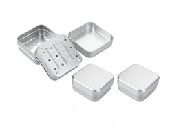2 stuks - Zeepbakje - Dubbellaags aluminium afvoer zeepbakje - Zeepbakje met deksel - Multifunctionele opbergdoos - Draagbare zeepbakje - Kleine opbergdoos - Handig voor op reis - 79*79*38mm