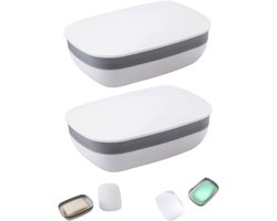 2 stuks zeepdozen - draagbare zeepetui - waterdichte zeephouder - zeepkist met deksel - badkamer accessoires - geschikt voor badkamer, hotel, reizen, camping (12*4,5cm - wit)