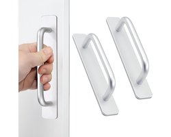 2 stuks - Zelfklevende deurklinken - Kast- en ladegrepen zonder boren - Schuifdeurgrepen van aluminiumlegering - Meubelgrepen - Geschikt voor keukenkasten, lades, ramen en schuifkasten - 148 mm lang - Zilver