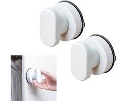 2 stuks zelfklevende kastgrepen, zuignap glazen spiegeldeurgrepen, zelfklevende instant push-pull handgrepen voor deuren, koelkast, lade, kast 6x5cm (wit)