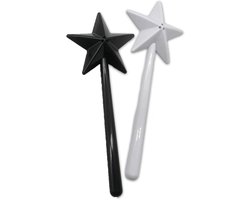 2 Stuks - Zoutvaatjes - Kleine Specerijenshaker - 18*7*3 cm - Zwart, Wit - Kunststof - Stervormige toverstaf - Voor Restaurant Keuken Gadgets - Zout en peperstrooier - Keukenaccessoires - Kruidenstokjes - Tafeldecoratie