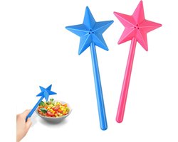 2 stuks Zoutvaatjes - Zout En Peperstrooier - Kleine Specerijenshaker - Klein Vaatje Voor Specerijen - Grappige Stervormige - Kruidenstokjes - Toverstaf - Tafeldecoratie - Met Gaten - Voor Restaurant Keuken Gadgets - ABS - Blauw En Roze
