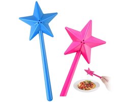 2 stuks Zoutvaatjes - Zout En Peperstrooier - Kleine Specerijenshaker - Klein Vaatje Voor Specerijen - Grappige Stervormige - Kruidenstokjes - Toverstaf - Tafeldecoratie - Met Gaten - Voor Restaurant Keuken Gadgets - ABS - Blauw En Roze