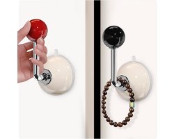 2 stuks - zuignap deurknoppen - vintage verwijderbare vacuüm zuignap deurknoppen - multifunctionele haken - voor glazen deuren, ramen, kasten, koelkasten - zonder boren - moderne woonaccessoires - rood en zwart