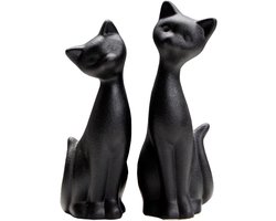 2 Stuks Zwart Kat Standbeeld - Keramische Woondecoratie voor Kattenliefhebbers
