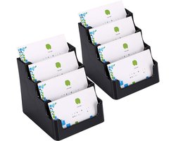 2 Stuks Zwarte Acrylaat Visitekaartjeshouders - 4 Pocket Bureau Organiser voor Netjes Bureau Accessoires en Indexkaarten