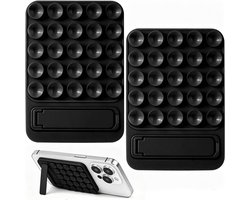 2 stuks zwarte dubbelzijdige siliconen zuignap telefoonhouder, universele telefoonhouder met zuignap, handsfree, kleverige telefoonhouder voor badkamer, keuken, spiegel, fitness en selfie-video's