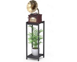 2 Tier Corner Plant Shelf - Tall Plant Holder Stand Flower Display Rack for Indoor Side Tables - Patio Balcony Home Decoration (Pot and Plant Not Included) - Black