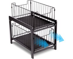 2 Tier Schuifmanden Kast Organizer, Keuken Kast Kast Organizer Mand, Uittrekbare Mesh Manden Lade, Onder Sink Uitschuifbare Stalen Laden