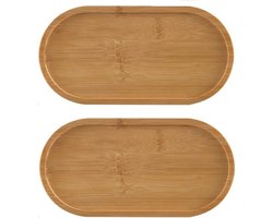 2 Trays – Houten bord – Bamboe onderzetter – Ovale vorm – Geschikt voor keukens, woonaccessoires, plantendisplays en servies
