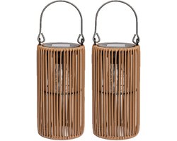 2 Tuinlantaarns op zonne-energie - solar tuinverlichting - solar buitenlamp - tuinverlichting - lampen op zonne-energie - sfeerverlichting voor balkon/terras - PP/PE - bruin
