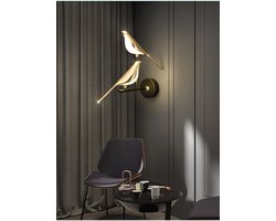 2 Vogels Wandlamp - Moderne Led Muur Verlichting - 3 Licht Kleuren - Wall Decor - Draaibaar - Goud/Zwart - Muur Decoratie
