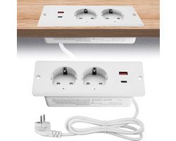 2-Voudig Inbouwstopcontact met USB A/Type-C PD20 W Snel Opladen - Voor Tafelblad Werkblad Vergadertafel