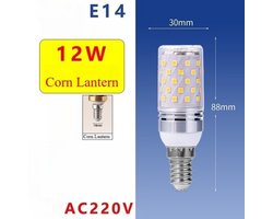 2 X 12W E14 Zilveren Maïslampen - LED-lampen, Warm Wit Licht, AC85-265V, 1200LM LED-lampen, Geschikt Voor Binnenverlichting in Huis