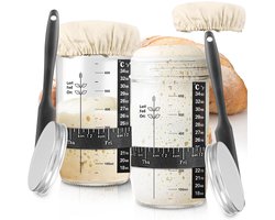 2 x 24oz - fermentatiepot - Bakbenodigdheden set - Glazen potten met maatverdeling - Fermentatieglazen potten - Potten met maatverdeling van 650 ml