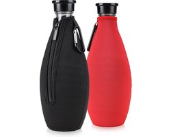 2 x beschermhoes compatibel met SodaStream glazen fles - neopreen hoes - flessen koeler voor water karaf in zwart rood