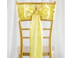 2 x bruiloft satijnen stoel decoratie strik geel