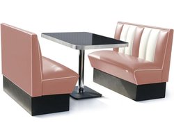 2 x Classic Dinerbankje Dusty Rose + Tafel
