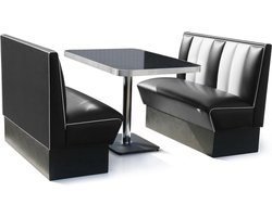 2 x Classic Dinerbooth Zwart + Tafel