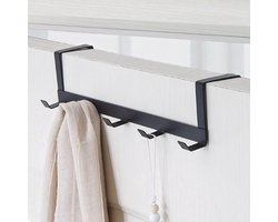 2 x Deurrek - Over de deur kapstok - Hangende Kapstok - Kleding&jassen Ophangen - Handdoeken - Deur Kapstok - Ophangrek - Kapstokken met 5 haken - Zwart