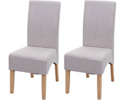 2 x eetkamerstoel Latina, keukenstoel stoel, eetstoelen, stof/textiel ~ crème beige, lichte poten