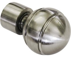 2 x Eindknoppen voor gordijnroedes, roestvrijstalen look, 19 mm