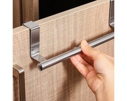 2 x Handdoekrek Badkamer & Keuken - Kastdeur Handdoekrek - Keukenkast Deur Handdoek-Vaatdoek Houder Rek Stang Hanger - Handdoekhouder keuken - 36 CM - RVS