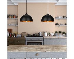 2 X Hanglampen lampenkap Hanglamp Industrieel voor binnen Woonkamer, Eetkamer Slaapkamer - pendellamp E27 fitting Koper Industriële Eettafel Lamp plafond plafondlamp metaal