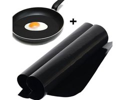 2 x Herbruikbare bakmatten + 2 x bakmatten rond anti-aanbak folie voor koekenpannen - BBQ - Barbecuemat - ovenmat