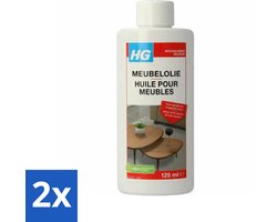 2 x HG - Meubelolie eiken - Voor Gelakt & Ongelakt Hout - Voedt, Beschermt & Verfraait - 125 ml - Meubel Olie - Eiken Meubels - Hout Onderhoud - Meubels Verfraaien - Hout Beschermen