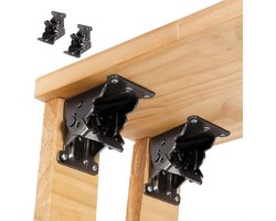 2 x opvouwbare steunbeugels, zelfborgende scharnieren, opvouwbare meubelpoot en beugel, scharnieren voor tafel-, bed- enmeubelmechanisme-Opklapbaar-Scharnier-Tafel Stoel Uitschuiftafels Opvouwbaar Zelfborgend Vouw Voeten Scharnieren, voor Tafelpoten