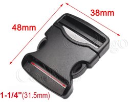 2 x Paracord 32 mm - 2 stuks Klik Gesp 3,2 cm - Kunststof sluitingen - Zwart - Buckle - Strap - Gespen