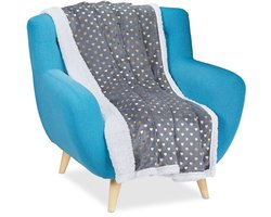 2 x plaid 150x200 - deken - woonkamer - woondeken - op bank - grijs - hartjes
