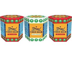 2 x Rode Tigerbalsem 21 g + 1 x Witte Tigerbalsem 21 g – Verlicht Spier- en Gewrichtspijn, Hoofdpijn en Spanningen – Pack van 3 met Kajal Sticker