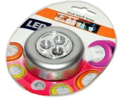 2 X Stijlvolle zelfklevende druklamp met 3 LED's - Zilver - Felle mini spot - Push light - Draadloos