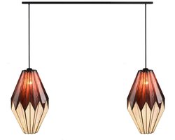 2 x Tiffany Origami met Pendant aan plafondbalk - Art Deco Trade