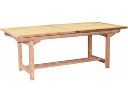 2 x uitschuifbare rechthoekige teaktafel zware uitvoering.
